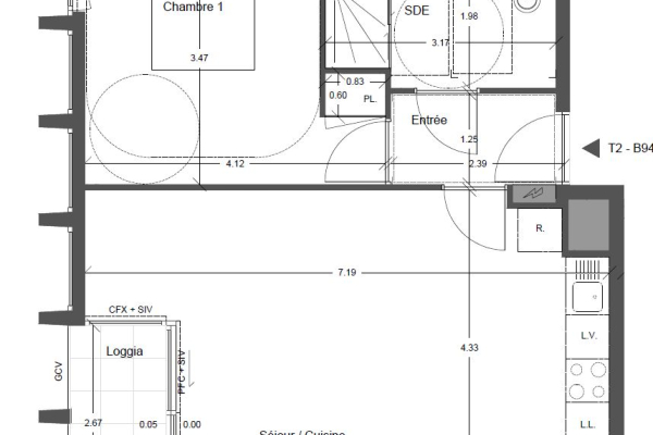 Appartement T2 de 47 m² à louer à NANTES