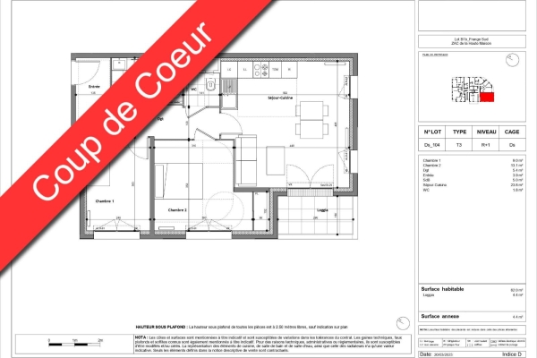 Appartement T3 de 61 m² à louer à CHAMPS SUR MARNE