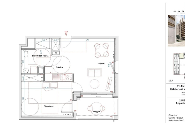 Appartement T2 de 45 m² à louer à BORDEAUX