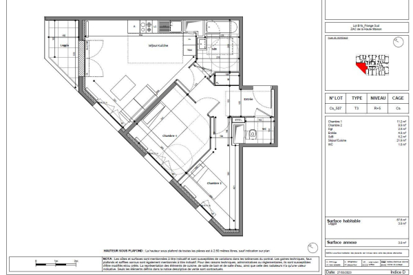 Appartement T3 de 57 m² à louer à CHAMPS SUR MARNE